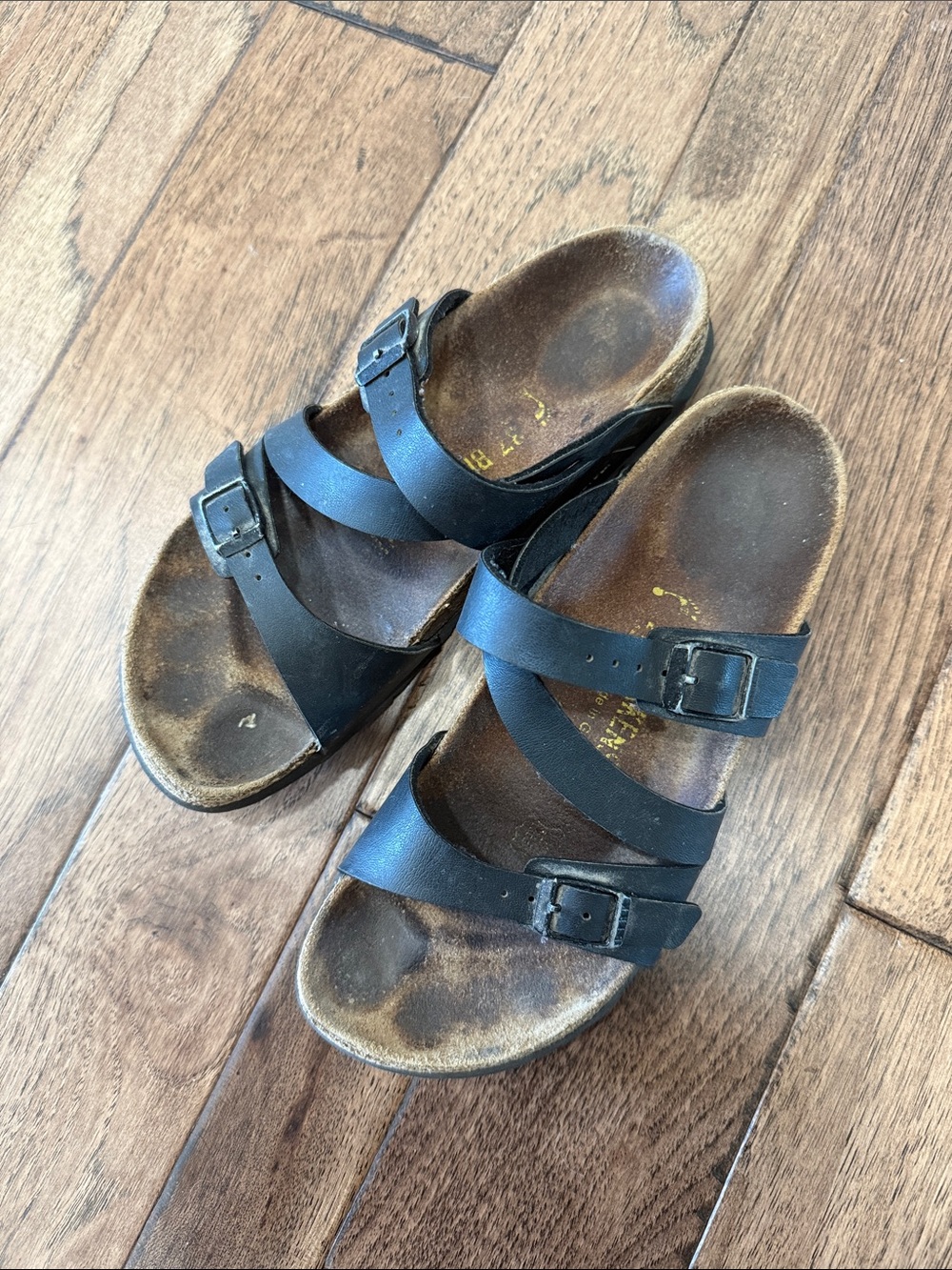 Birkenstock Black Leather Triple-Strap Sandals